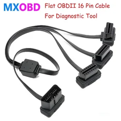 Flat OBDII 16 Pin 1 Male Splitter to 3 Female Extension Cable OBD2 Car Diagnostic Extender Cord 50CM For Multiple OBD2 Equipment