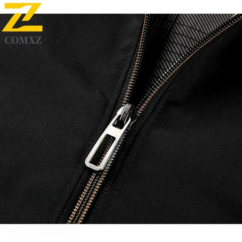 New Trendy Baseball Jacket Men's Stand Collar Business Casual Windproof Coat Resistant Spring Autumn Minimalist Office Coats