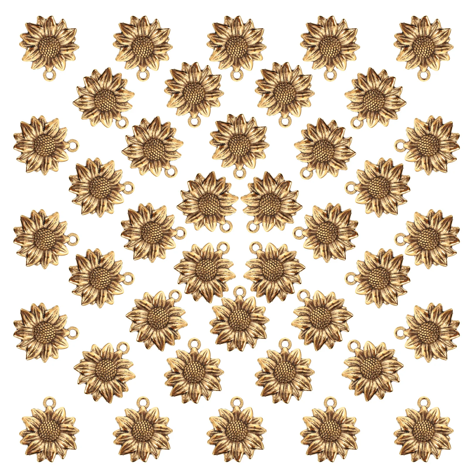 

100 Pcs Alloy Sunflower Jewelry Charms Vintage Metal Small Floral Beads Pendant Necklace DIY Projects Accessories