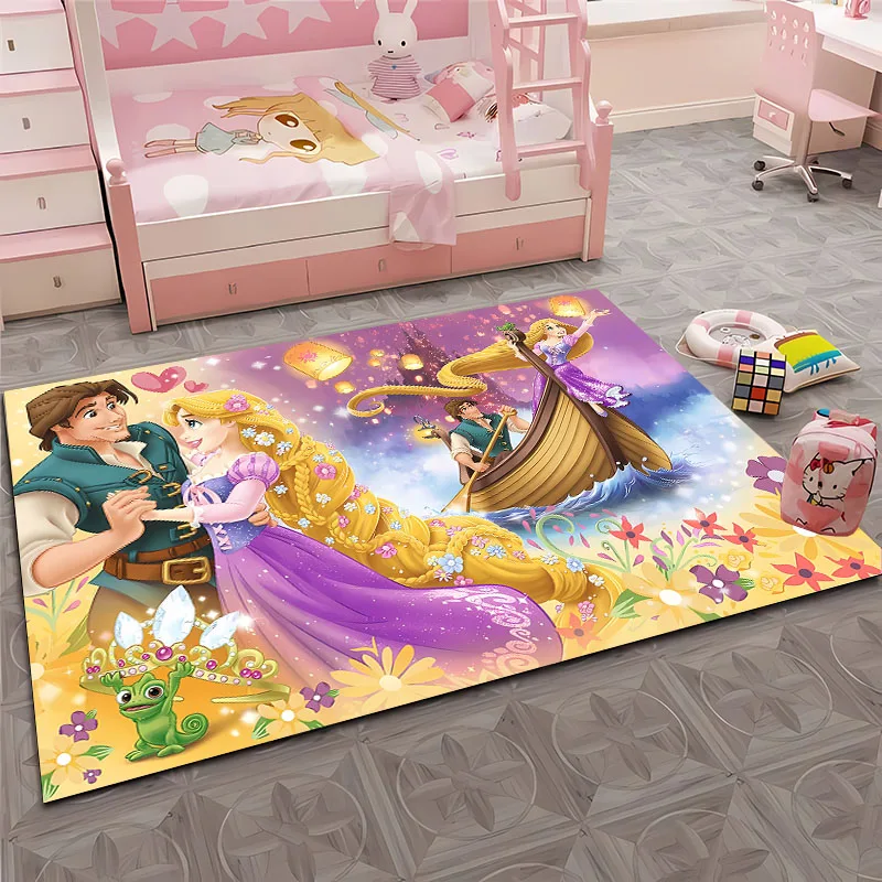 Disney Princess Rapunzel Cartoon Area Carpet,Rug for Living Room Bedroom Sofa Kitchen Doormat Decor,Kids Non-slip Floor Mat Gift