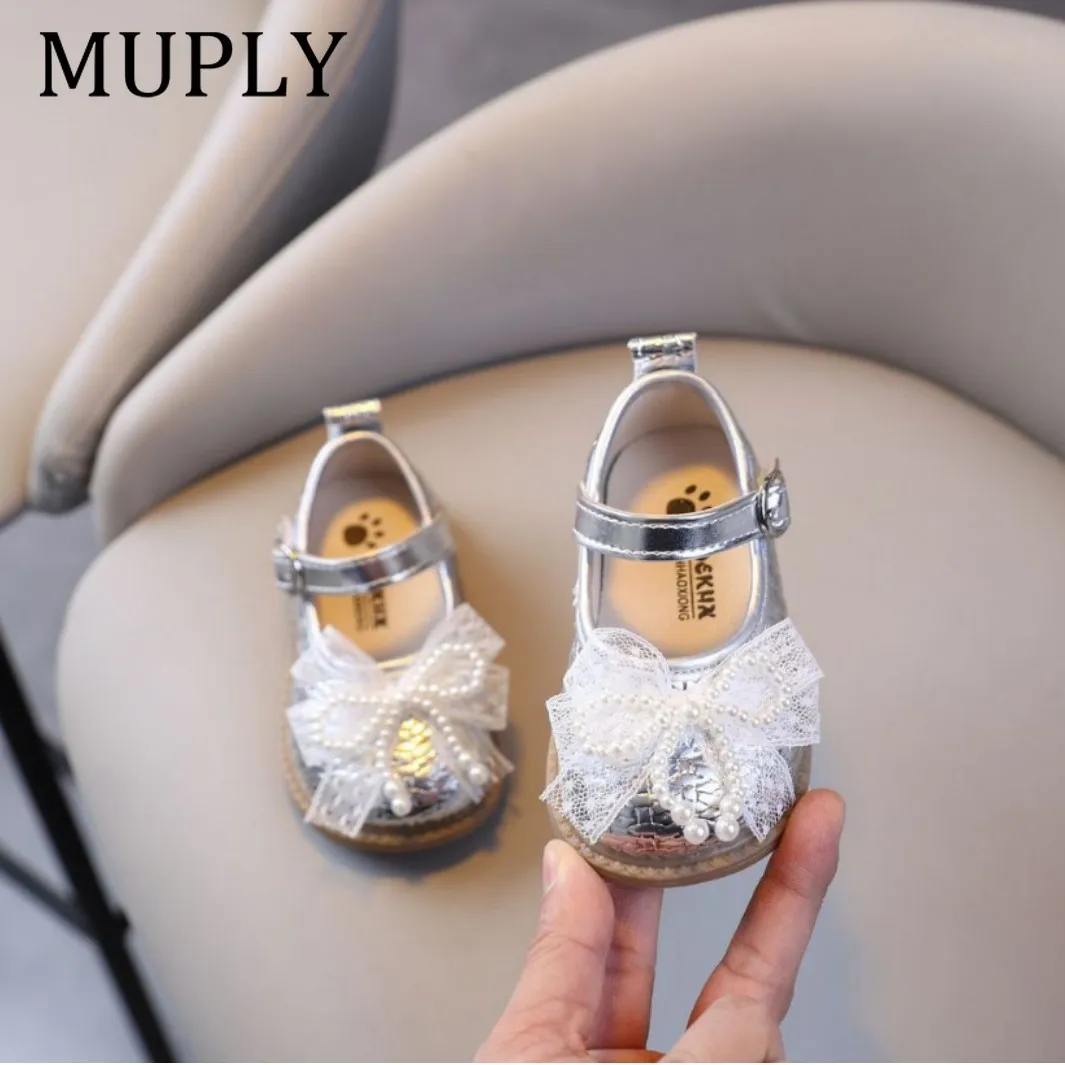 Spring Autumn Girls Causal Princess Shoes Elegant Bowknot Kids Leather Shoes Toddlers Fashion Children First Walker Flat Shoes