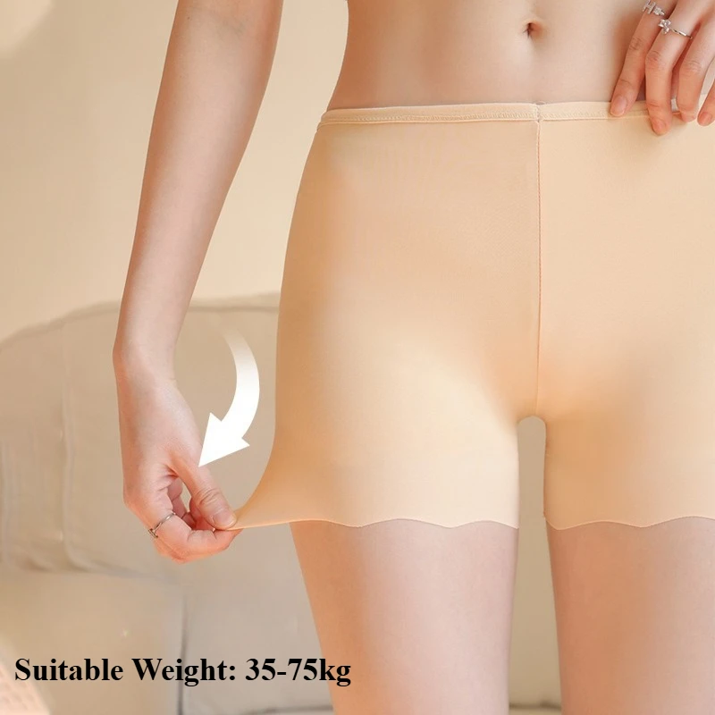 1/3PCS Women's Traceless Ice Silk Anti-Light Safety Pants Summer Thin Unrolled Breathable Shorts Boxers