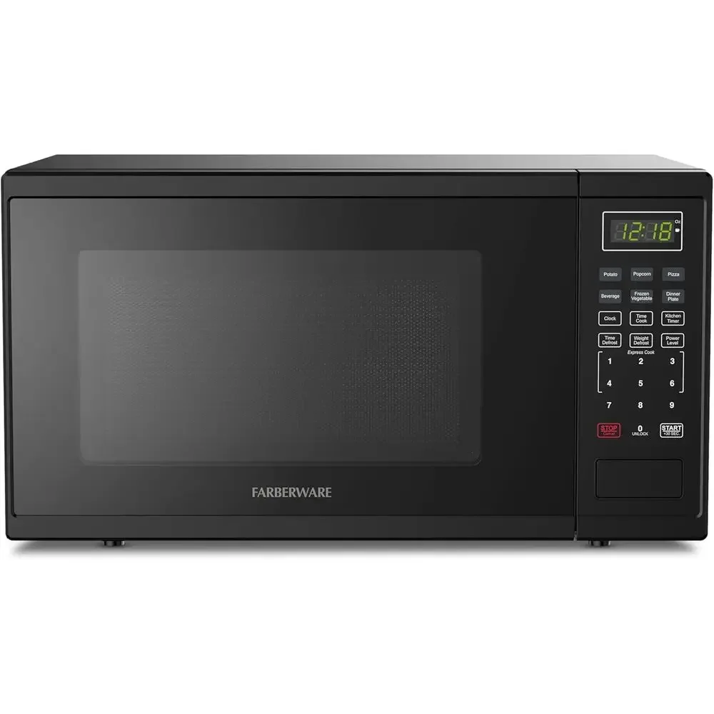 1,1 Cu. t. Forno micro-ondas de bancada - 1000 Watts de potência, configurações de cozimento automático, rost, limpeza fácil e trava de segurança para crianças - preto