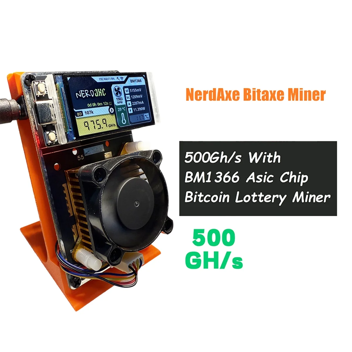 ABJG-actualizado NerdAxe NerdMiner Miner 500Gh/S Solo Lotería BTC Miner BM1366 ASIC Chip Bitaxe Lotería