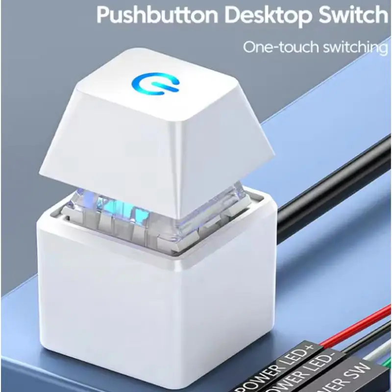 Computer Desktop Switch Blauwe LED-verlichting PC Moederbord Externe start Aan/uit-knop 1,8 m verlengkabel voor thuiskantoor