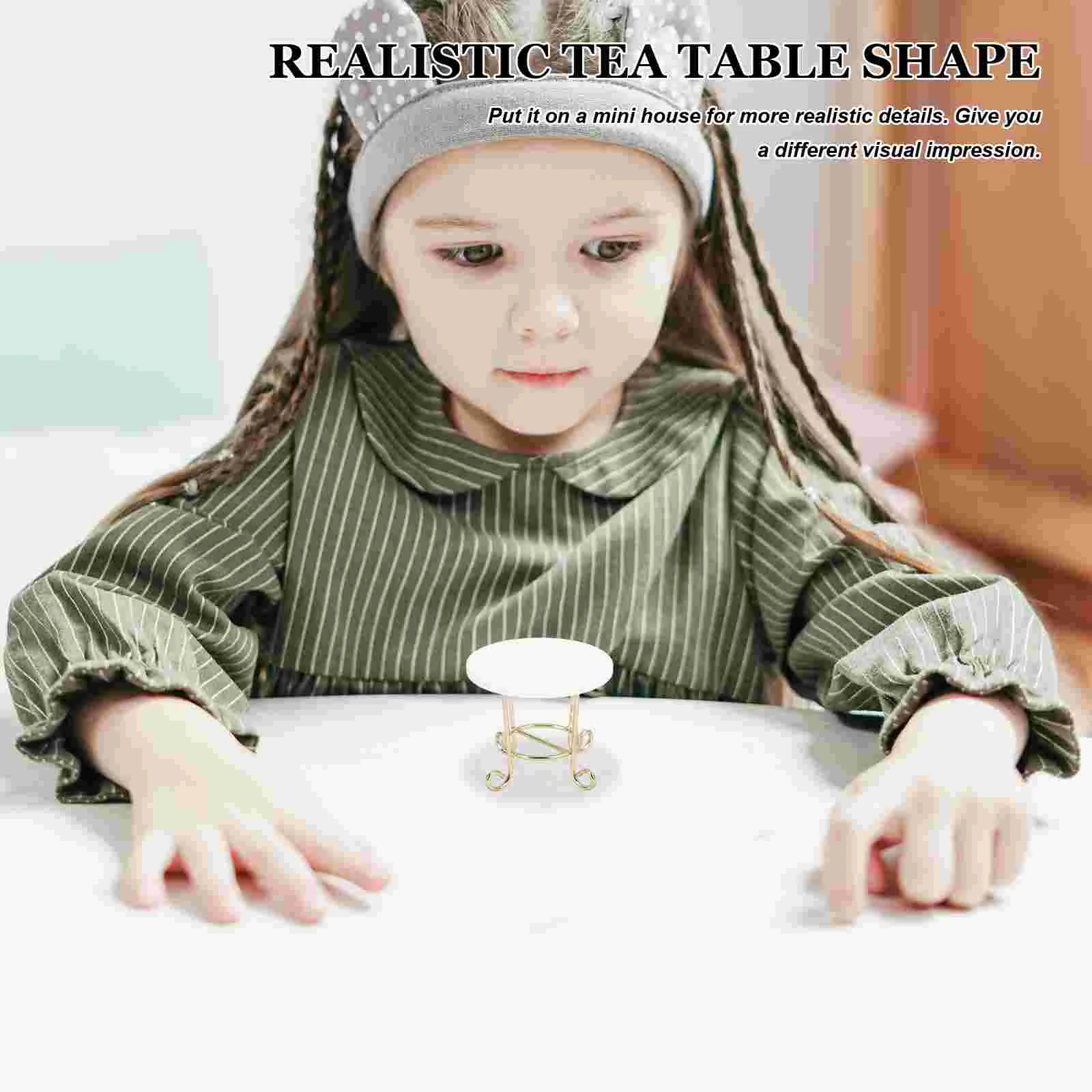 Mini Dollhouse Furnitures Living Room Accessories Round Table Model Miniature Tea