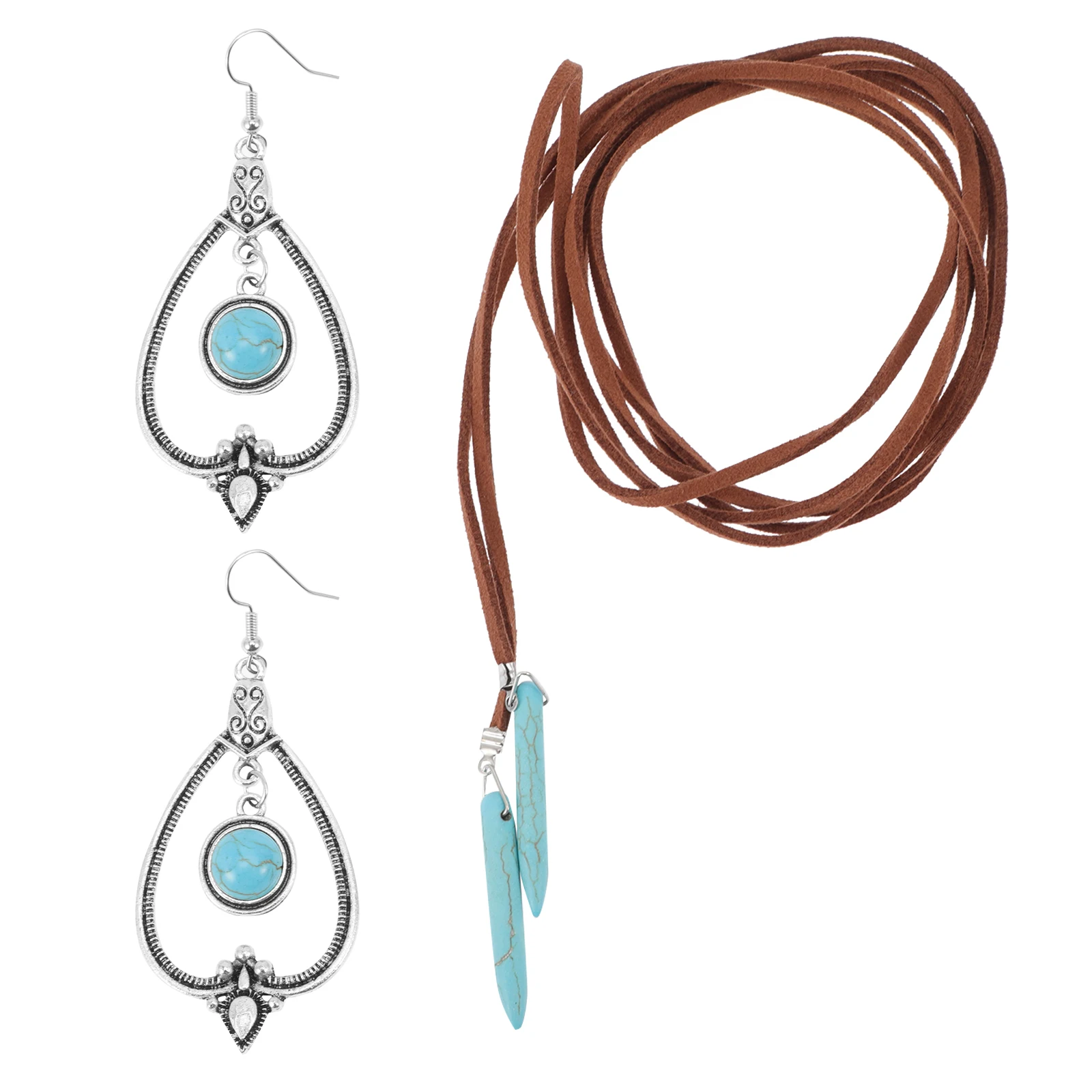 الفيروز قلادة الرقبة طقم مجوهرات النساء طقم مجوهرات الحجر الأخضر السلس حفلة ارتداء اليومي اكسسوارات الزفاف هدية