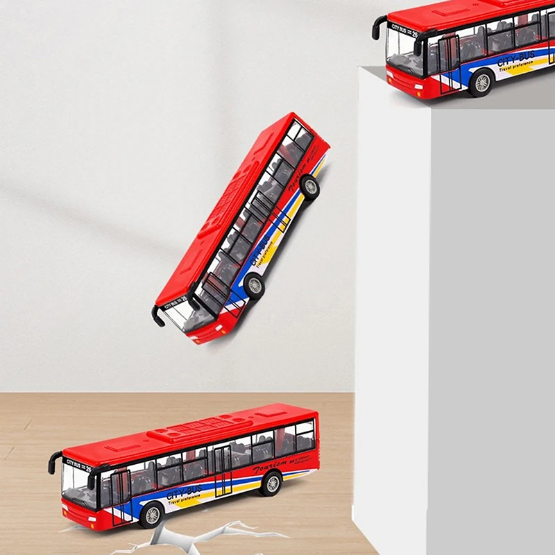 이층 합금 다이캐스트 버스; 풀백 장난감 차량; 길이 15cm; 소년과 소녀를 위한 완벽한 생일 선물.