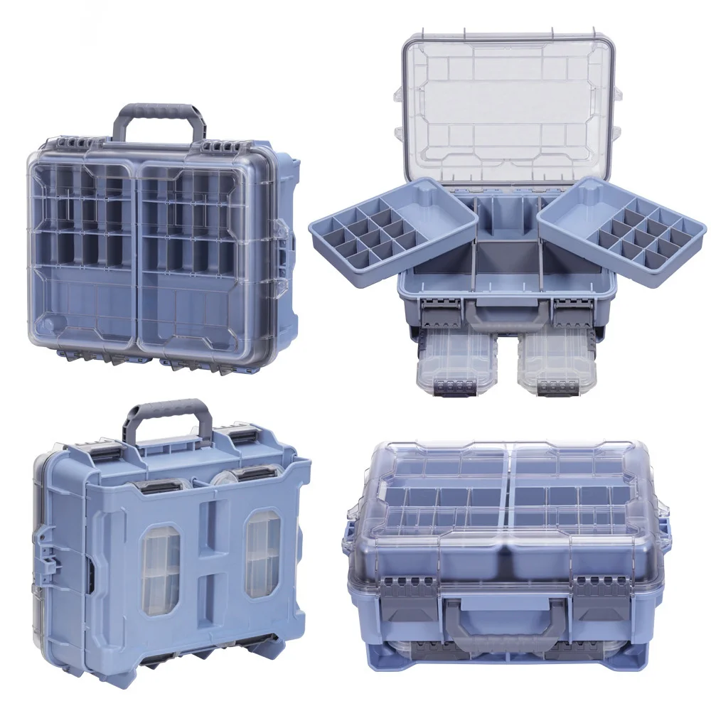 

Fishing Tackle Box Portable Hand-held ABS Lure Tool Box Large Capacity Waterproof Multi-functional Double-layer Fishing Box
