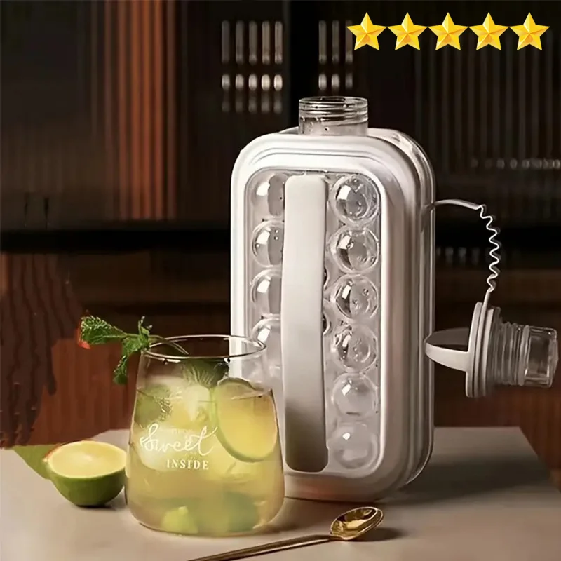 Hot salesFolding Ice Maker Water Bottle, Ice Pot 2-in-1 Ice Grid Pot Ice Ball Ice Block Rectangular Ice Grid 17 Grid High