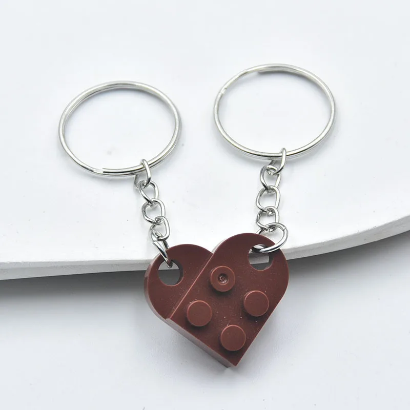 Heart Keychain Small Brick Matching Pendant for Couples