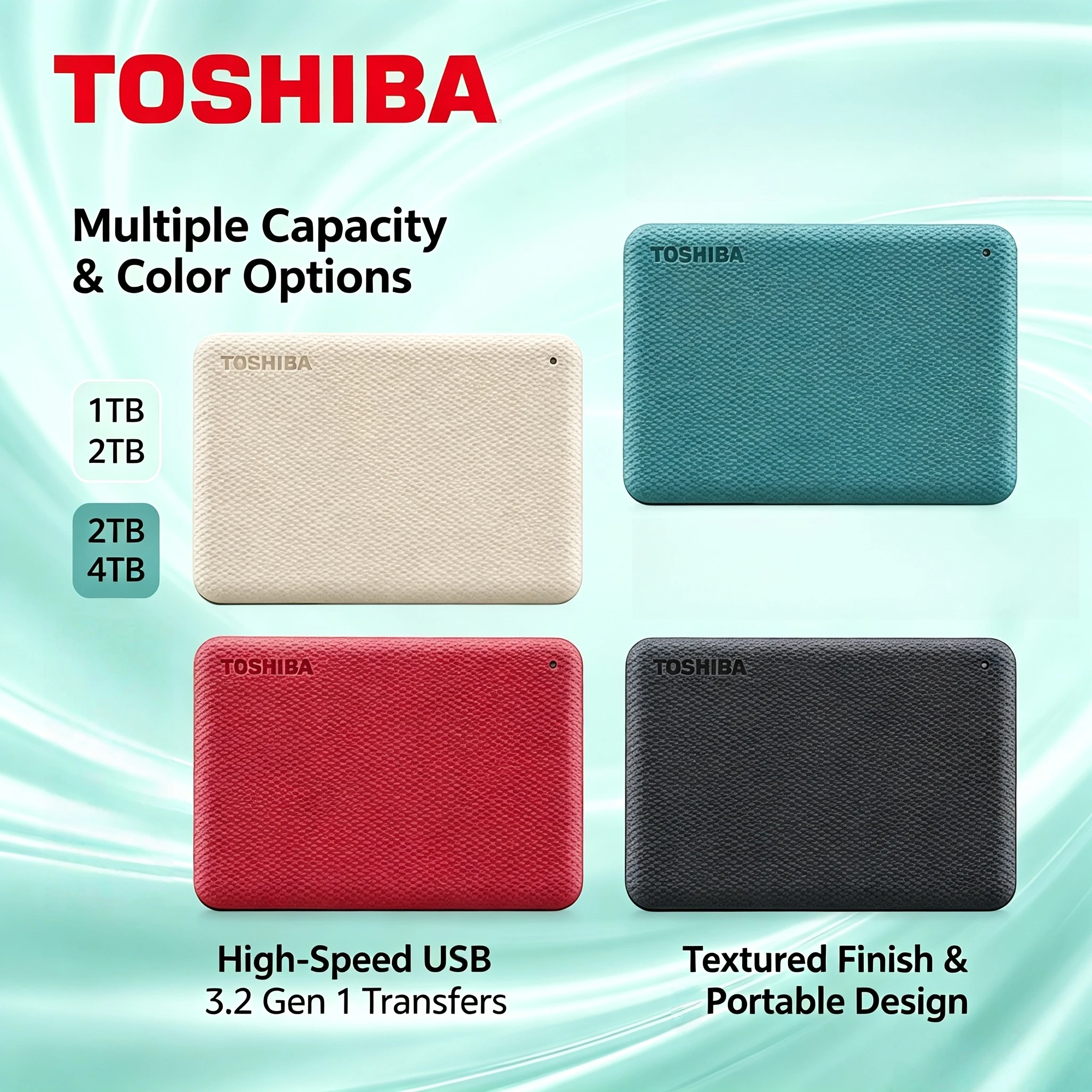 Toshiba Canvio V10 4TB 2TB 1TB USB 30 25 Inch External HDD Portable Hard Drive for Computer Laptop Storage Max System Use