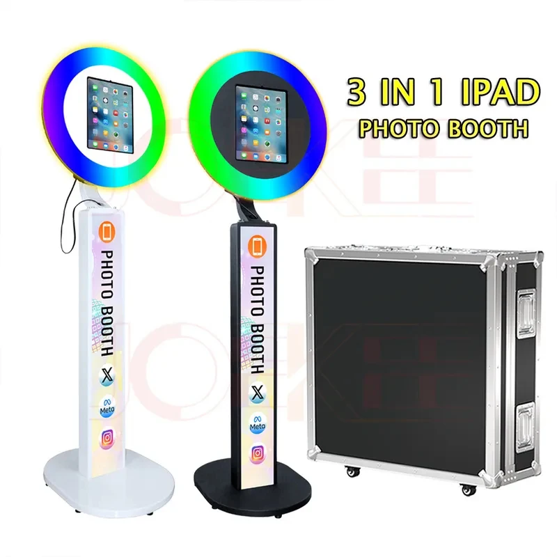 Portable Stand Selfie PhotoBooth Machine Metal Shell iPad Photo Booth With Ring Light for iPad 10.2'' 10.9'' 11'' 12.9''