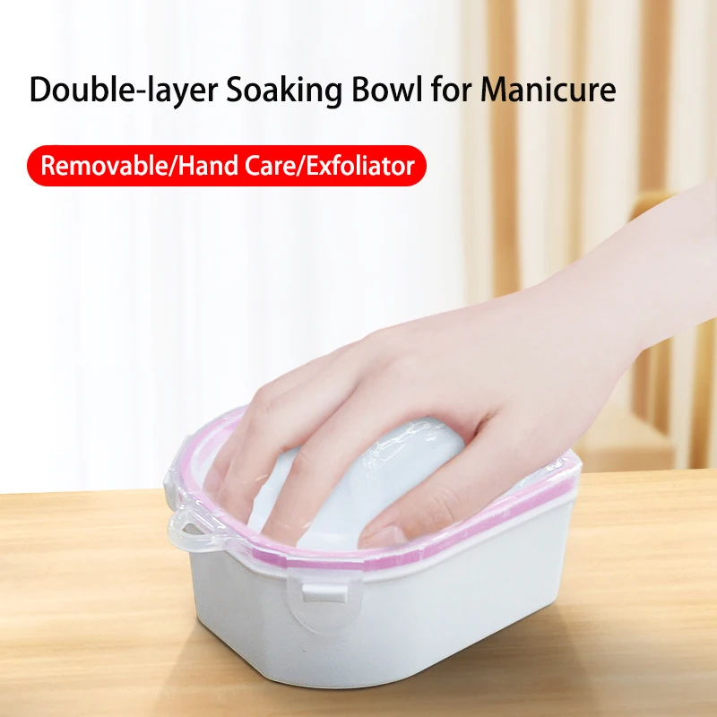 1pcs Double Layer Soaking Bowl for Manicure Softened Dead Skin Hand Bowls Plastic Nail Polish Remover Cleaning Tools Soak Bowl