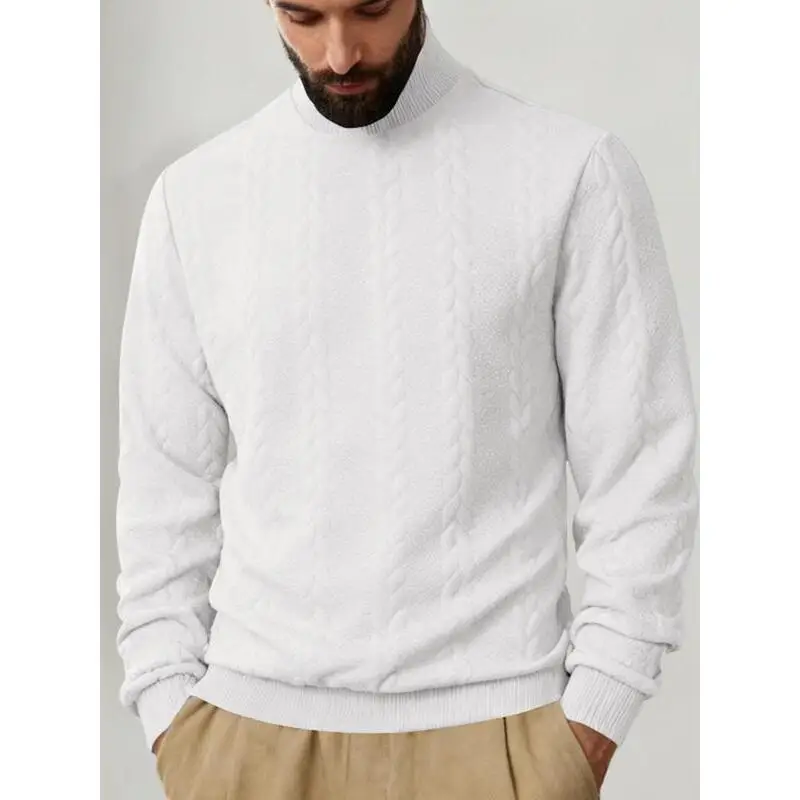 Men's High Neck Casual Sweater Warm Knit Crop Top Comfortable Breathable Outdoor Walking Sweater Female Model Deformation Res...
