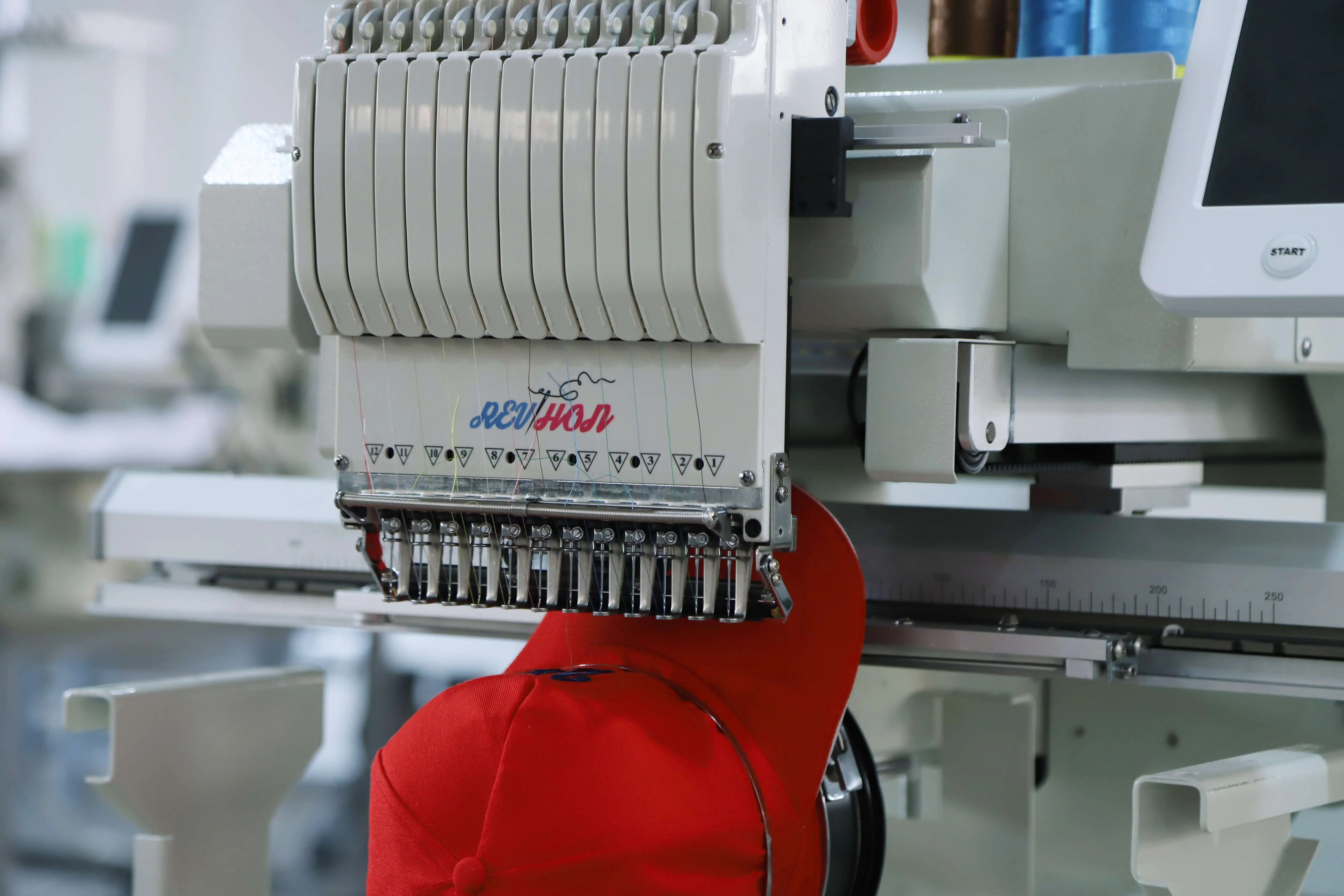 REVHON T-shirt Embroidery Machine Multi Functional Single Head 12/15 Needle High Speed Embroidery Machine