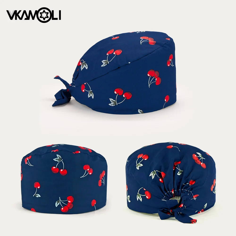 Vkamoli Cotton Unisex Scrubs Work Hats Beauty Salon Work Caps Scrubs Caps Women's Operating Room Hats