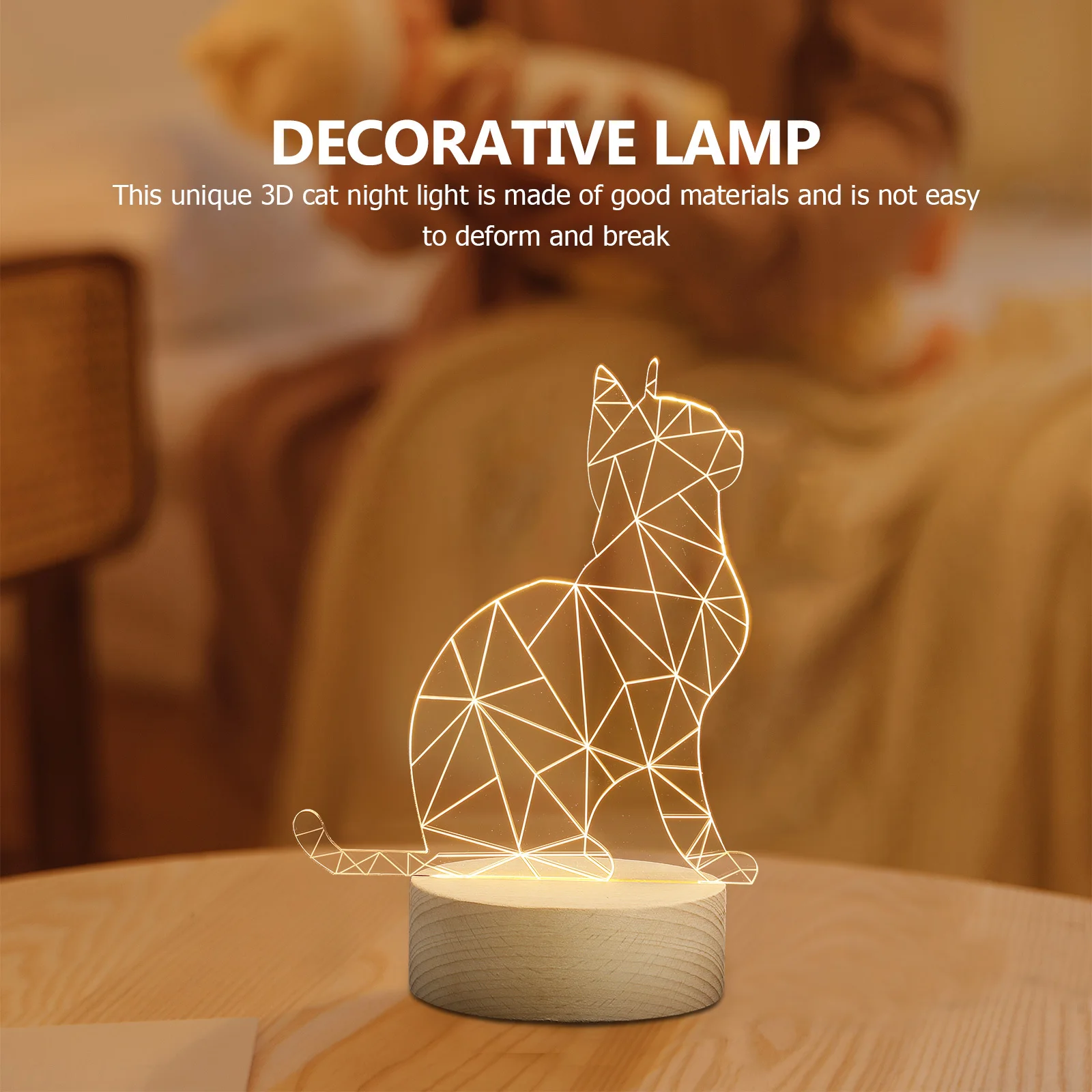 

Small Cat Night Light 3D Led Bedside Lamp For Bedroom Decor Cute Animal Table Lamp Cartoon Cat Design Warm Lighting