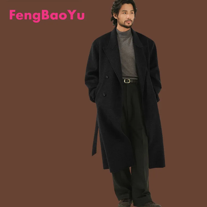 

100% Double-sided Wool Men's Long Coat, Elegant and Dignified, Stylish Woolen Coat, Warm and Comfortable for Winter