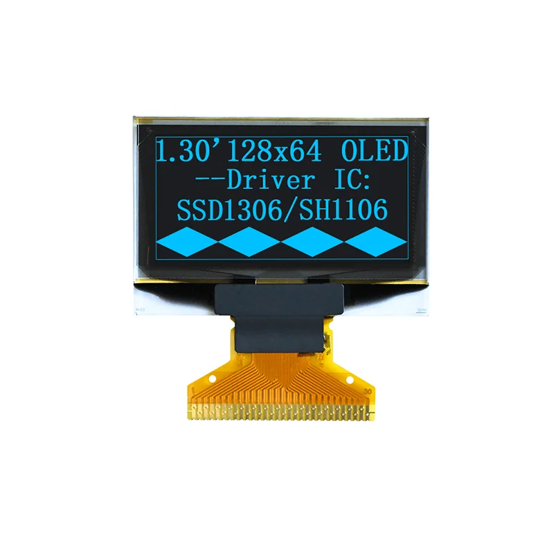 Display OLED com luz branca e luz azul, SSD1306, driver SH1106, 30Pin, resolução 128x64, 1,3 polegadas