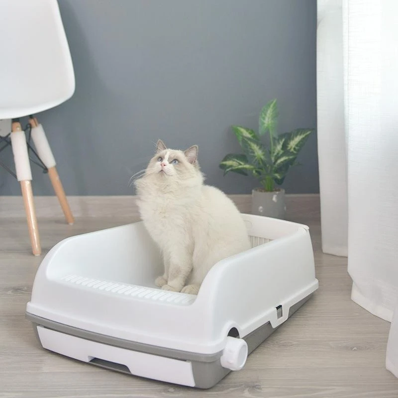 Plastic Litter Box Tray With Strainer Toilet Training Defecation Sandbox Litter Box open-ended Smell Proof Dla Kota Home Items