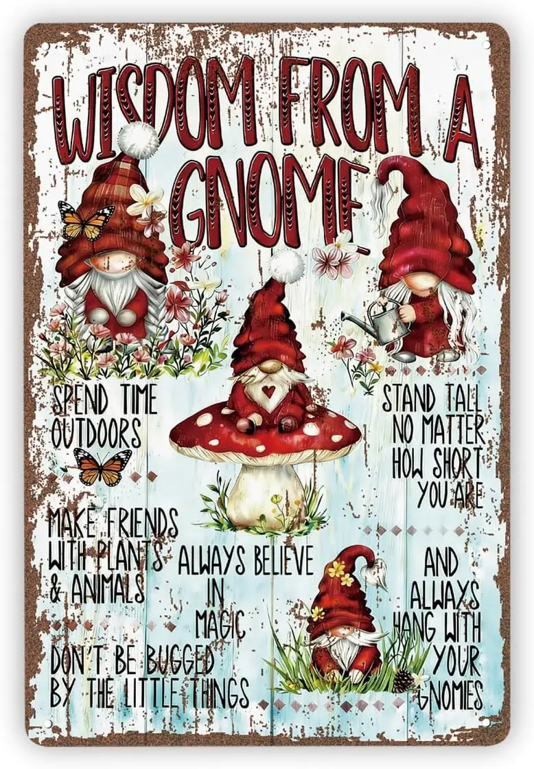 Funny Vintage Metal Tin Signs, from A Gnome Advice Sign, Gift for Gnome Lover, Funny Sayings, Coworker Gifts, Christmas Dwarf, H