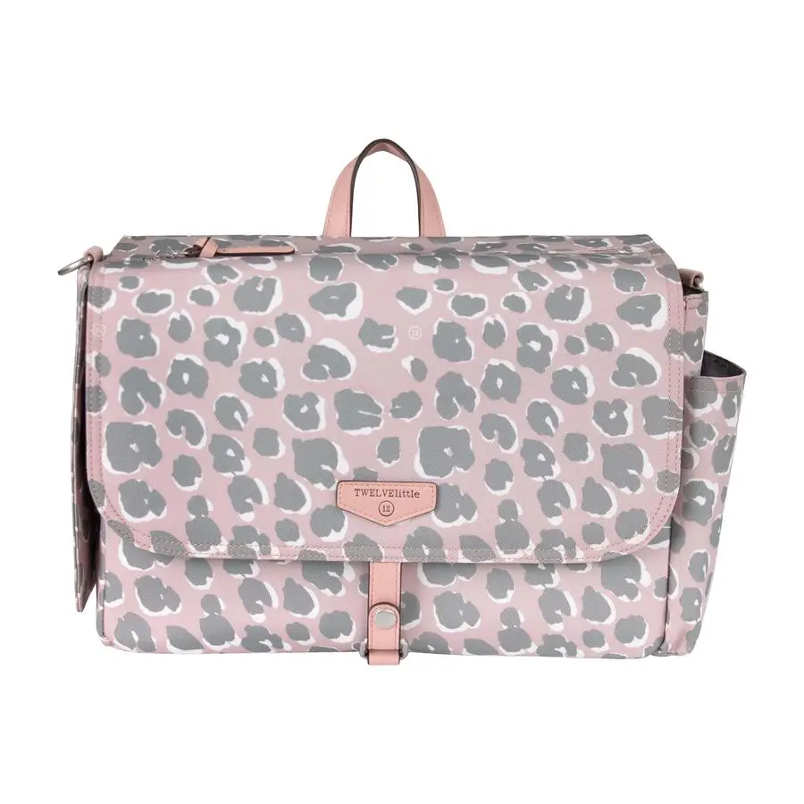 

Stroller Caddy 3.0 Travel Style Diaper Bag, Messenger Diaper Bag, Includes Stroller Clips and Changing Pad Pink Leopard