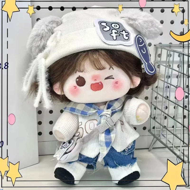 Suitable for 20cm Cotton Doll Clothes Cute Cartoon Style Normal Standing Posture Light Blue Fashionable and Trendy Dolls Clothes