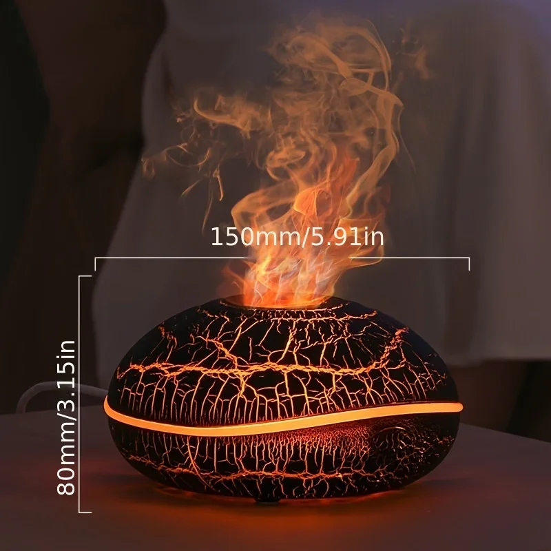 Flame Effect Aromatherapy Humidifier with Color Lights - Essential Oil Diffuser, Flame Effect, Wide Spray Range H Jnco