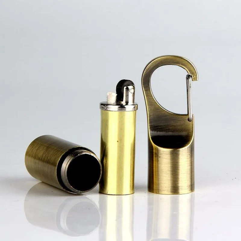 Mini Keychain Metal kerosen Lighter Open Flame Igniter Portable Outdoor Survival Fire Starter Smoking Accessory Men Gift