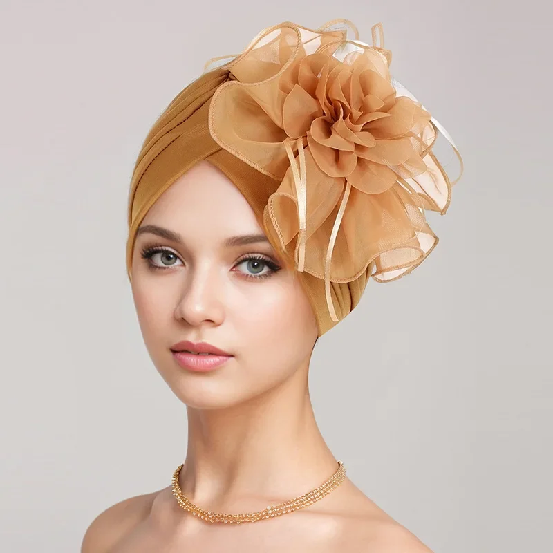 Women Flower Turban Indian Hat Muslim Hijab African Headscarf Hair Loss Bonnet Beanie Chemo Cap Bandanas Headband Turbante Mujer