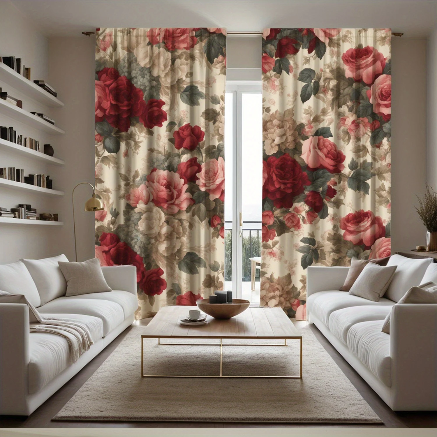 Home Textiles Luxury Curtains - Cortinas com Padrão Floral Vintage de