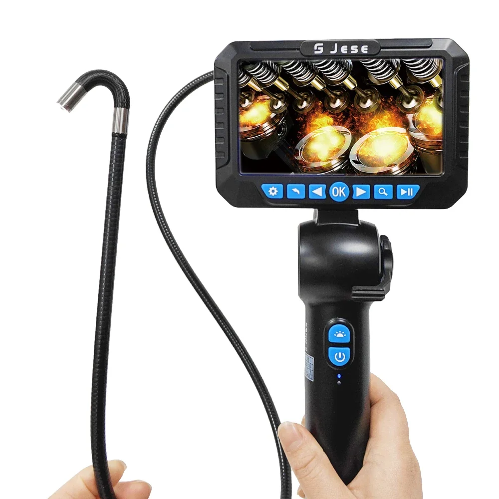 360 Degree 4 Ways Articulating Borescope 6mm IP67 Automotive Endoscope Inspection Camera With 5 inch display