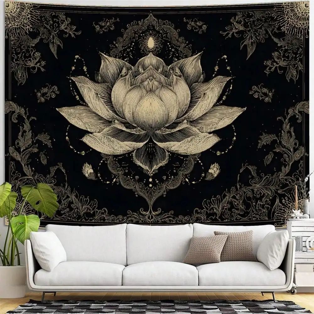 1pc Classic Boho Floral Mandala Tapestry Follows Hippie Aesthetic,Suitable for Living Room Background, Bedroom Wall Decor