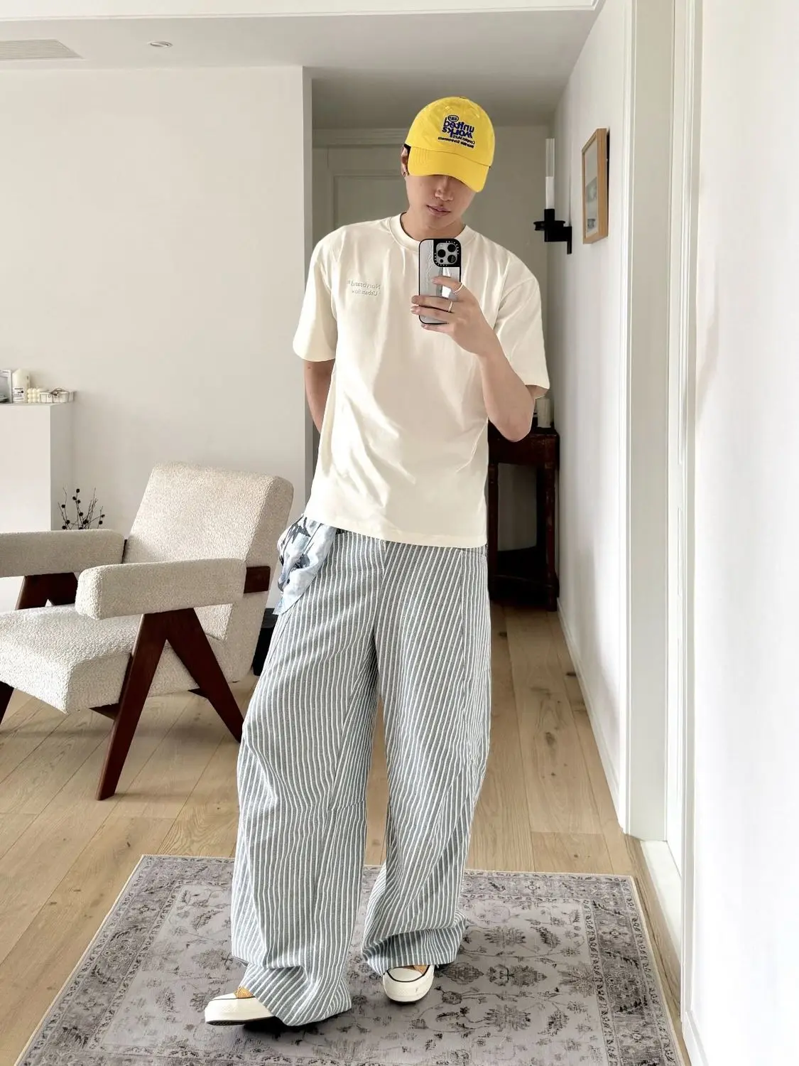 Men's Retro Striped Curved Casual Pants Young Boys Wide Legs Thin Sweatpants Unisex Street Bottom Male High Waist Trousers