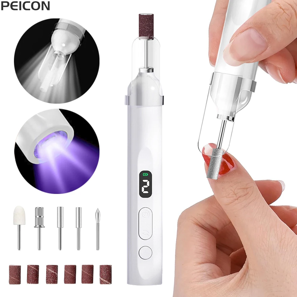 آلة مثقاب الأظافر الكهربائية، مبرد أظافر كهربائي لتلميع الأظافر، مثقاب أظافر احترافي مع مصباح أظافر LED بالأشعة فوق البنفسجية #1