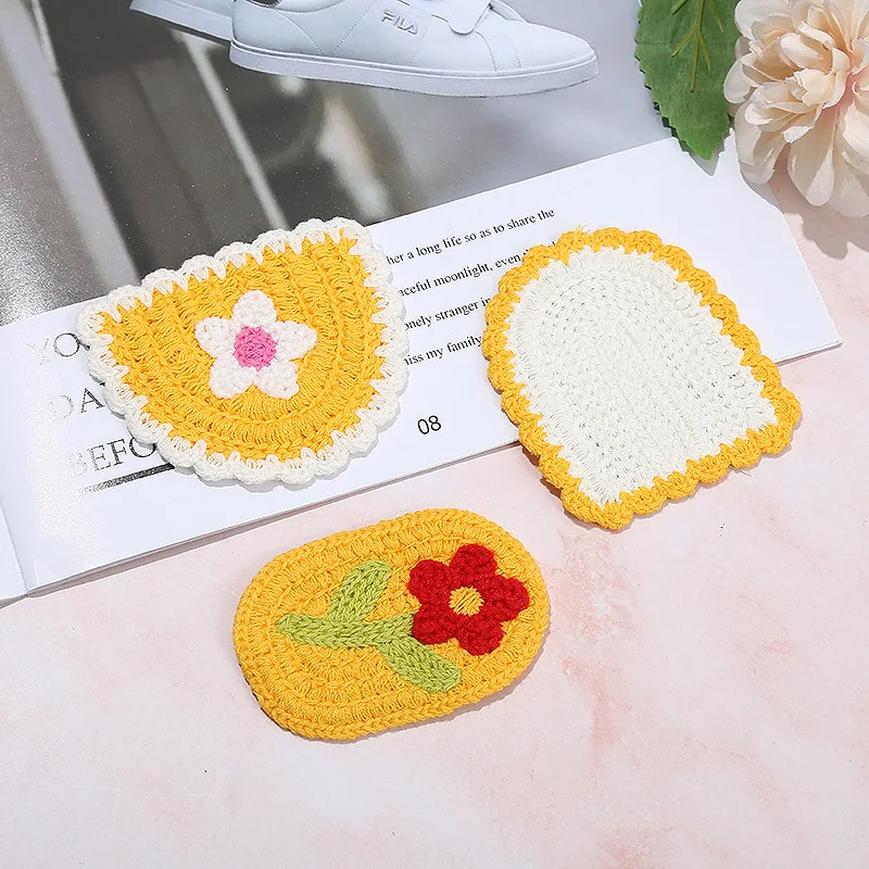 10 Stuks Kleurrijke Bloem Wollen Borduurwerk Patches Onregelmatige Vierkante Applicaties Voor Diy Hoofddeksels Haarspeld Kleding Zak Ambachten Sieraden