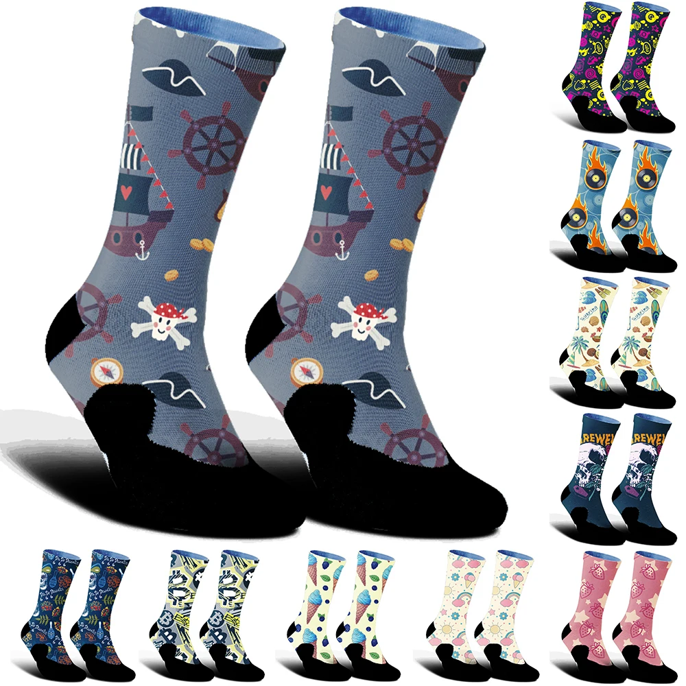 

Новые летние велосипедные носки 2025 года с креативным рисунком черепа, аэродинамические носки для мужчин и женщин, для велоспорта, бега и активного отдыха