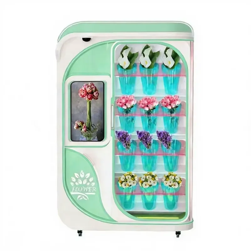 for GS All Weather Fresh Flower Refrigerated Vending Machine 12 Slots Multi-Payment 1-Year Warranty 24/7 Operation Wi-Fi