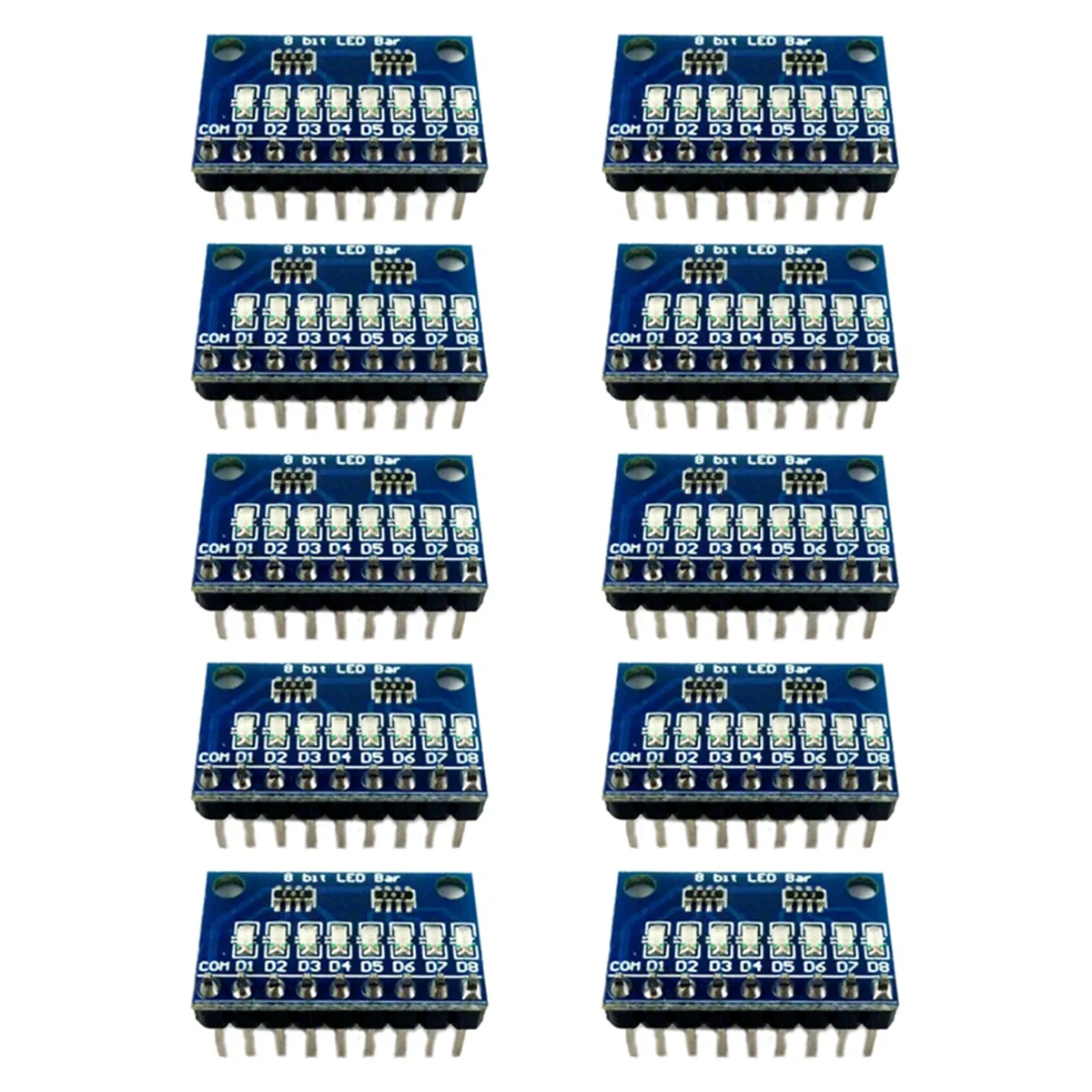Efficient 10Pcs 3.3V 5V 8 Bit Blue Common Cathode LED Indicator Module DIY Kit