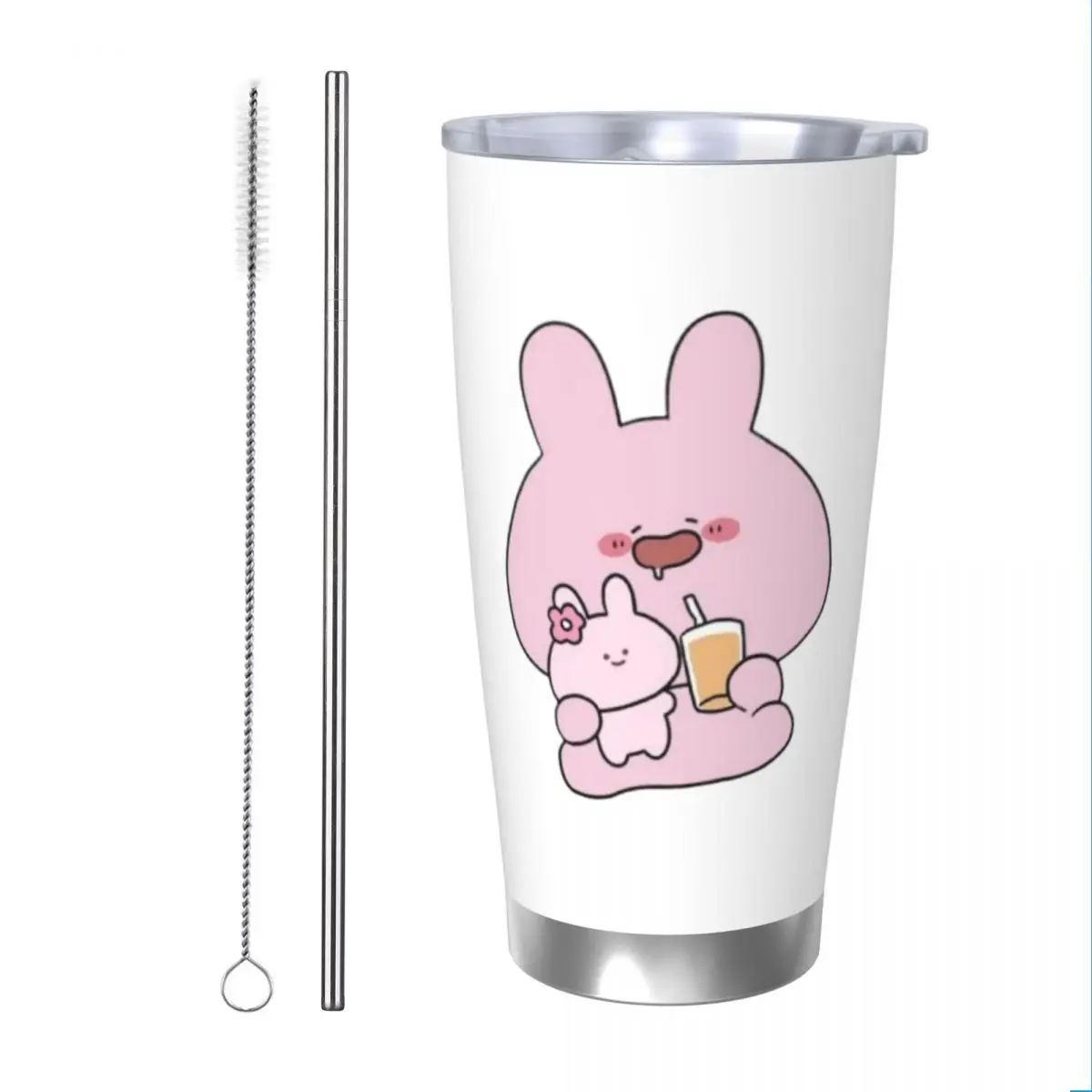 Asamimichaan Cute Asamimi 20oz Stainless Steel Car Mug Straw Thermal Iced Travel Cup Vacuum Insulated Coffee Hot Cup