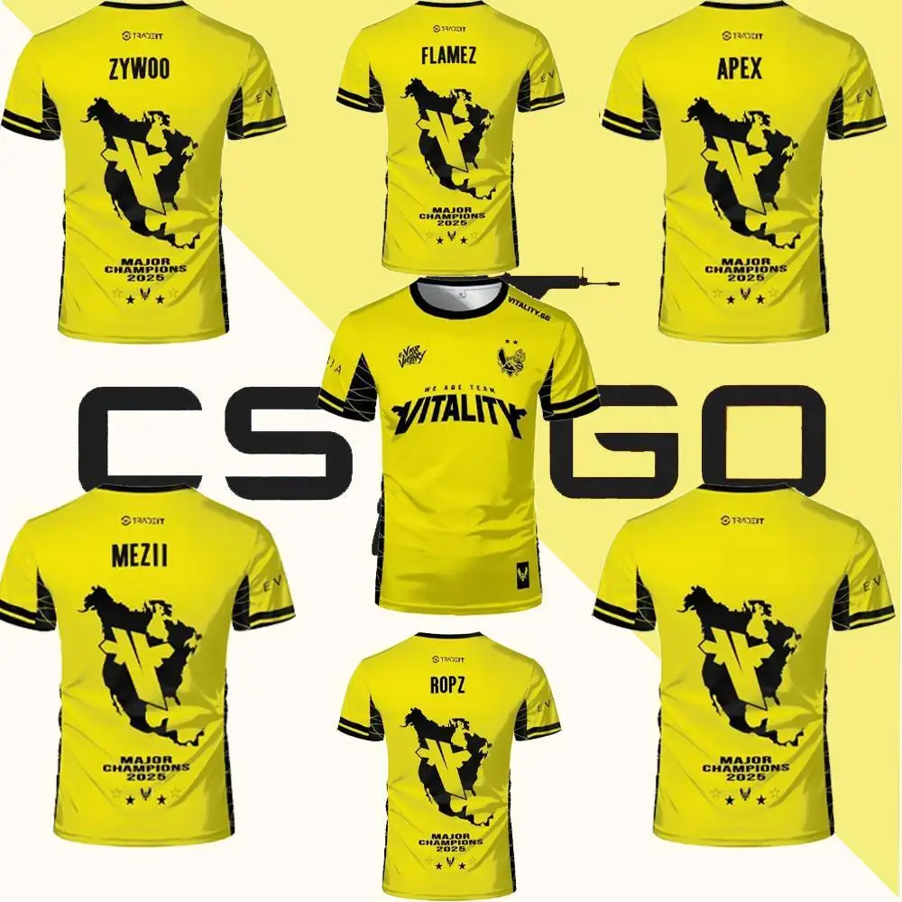 

2025 CSGO Austin Major Team Jersey CS2 Professional League Club Training Short Sleeve Unisex Customizable Crew Neck T-Shirt