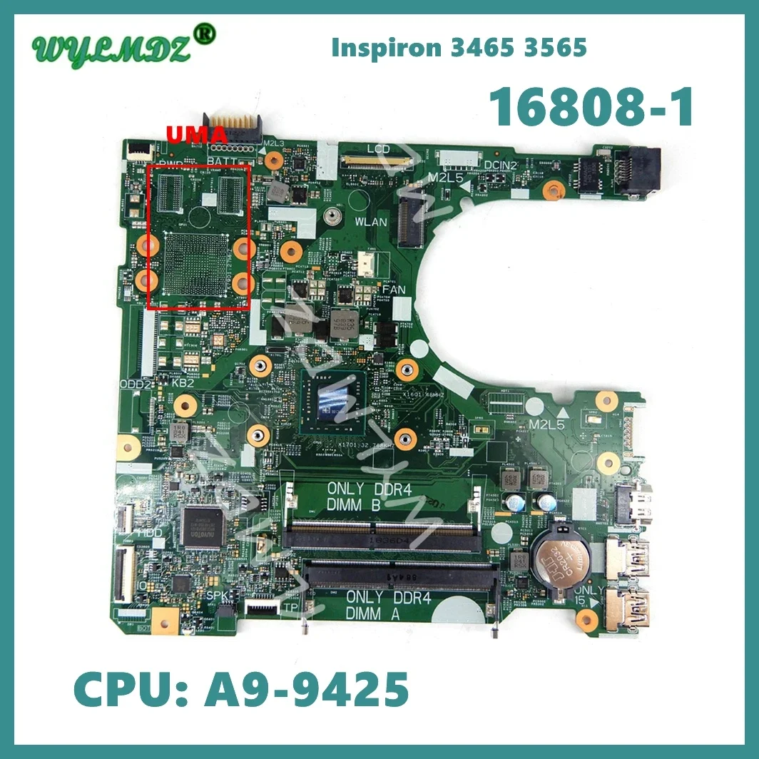 

6808-1 With A9-9425 CPU DDR4 Notebook Mainboard For DELL Inspiron 14 3465 15 3565 Laptop Motherboard CN-05V1M4 5V1M4