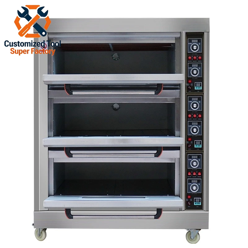 Commercial Large Electric Oven for Pizza Cakes Bread Large Capacity Multi Functional Three Layer Six Tray Electric Oven BBQ