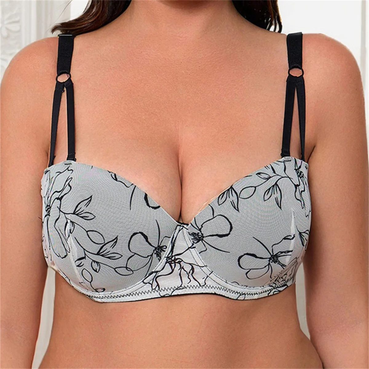 Women plus size bra Europe and the United States plus size bra Big bra fat mm no underwire front buckle push-up bra