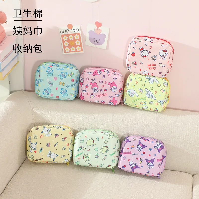 

Cute New Hello Kitty Kuromi Storage bag Cartoon Series Sanitary Napkin storage bag Girl Portable Cosmetics Small Item Bag Gift