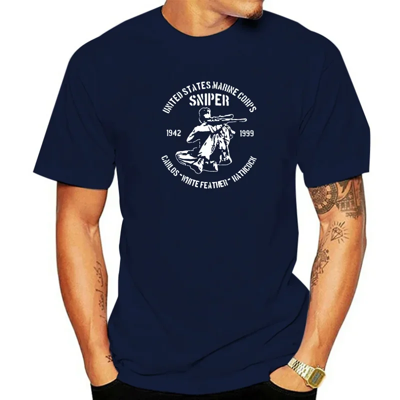 New Arrival T Shirt Casual Men Clothing Nerd T Shirts Us Marine Usmc Vietnam War Sniper Carlos Hathcock Corps White Feather 2024