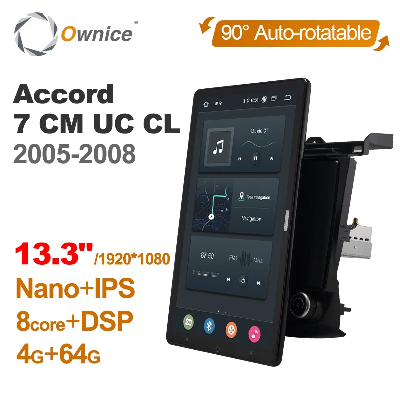 

for Honda Accord 7 CM UC CL 2005 - 2008 Car Radio Multimedia Autoradio 1 Din 13.3 Inch Rotation 1920*1080 Android 12.0 Ownice