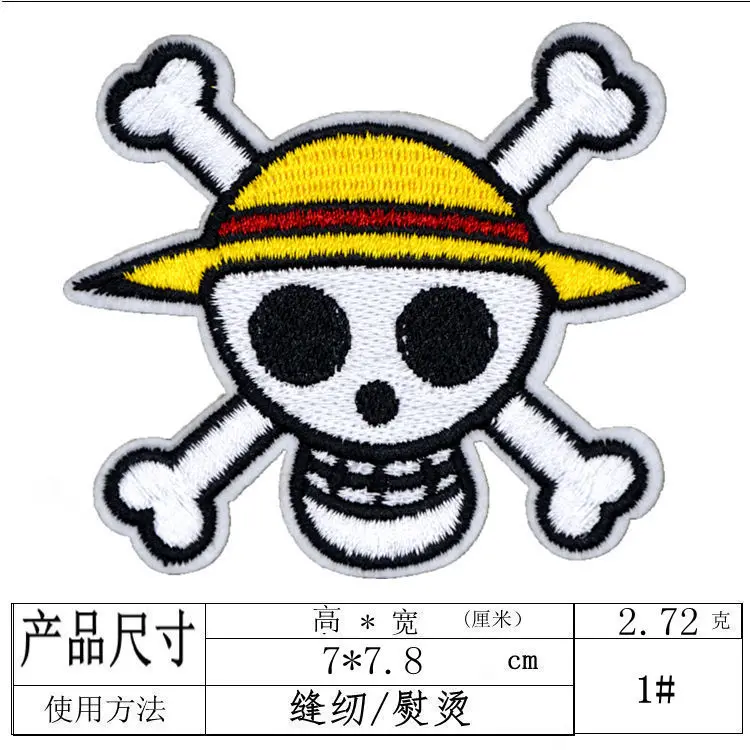 ONE PIECE Embroidery Stickers New Anime Luffy Skull Patch Clothing School Bags Paster Label Fashion Decoration Kids Toys Gift