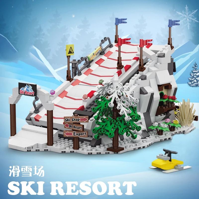 Loz Creatieve Winter Ski Resort Bouwsteen MOC Kleine Deeltjes Montage Sets Vrienden Skipark Puzzel Speelgoed Voor Kinderen Geschenken Volwassen